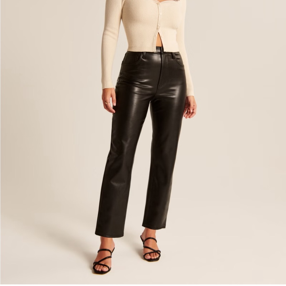 Abercrombie Curve Love Vegan Leather Ankle Straight Pant